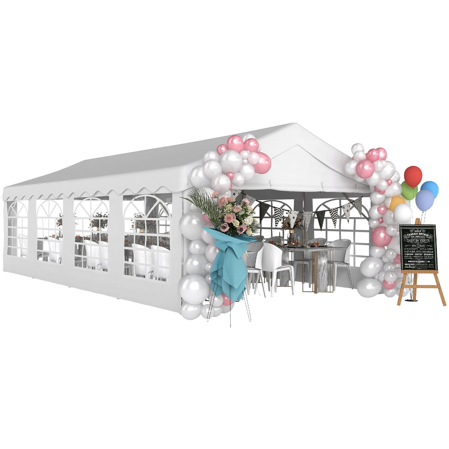 Heavy-Duty 13' x 26' Outdoor Carport Tent with Sidewalls & Windows