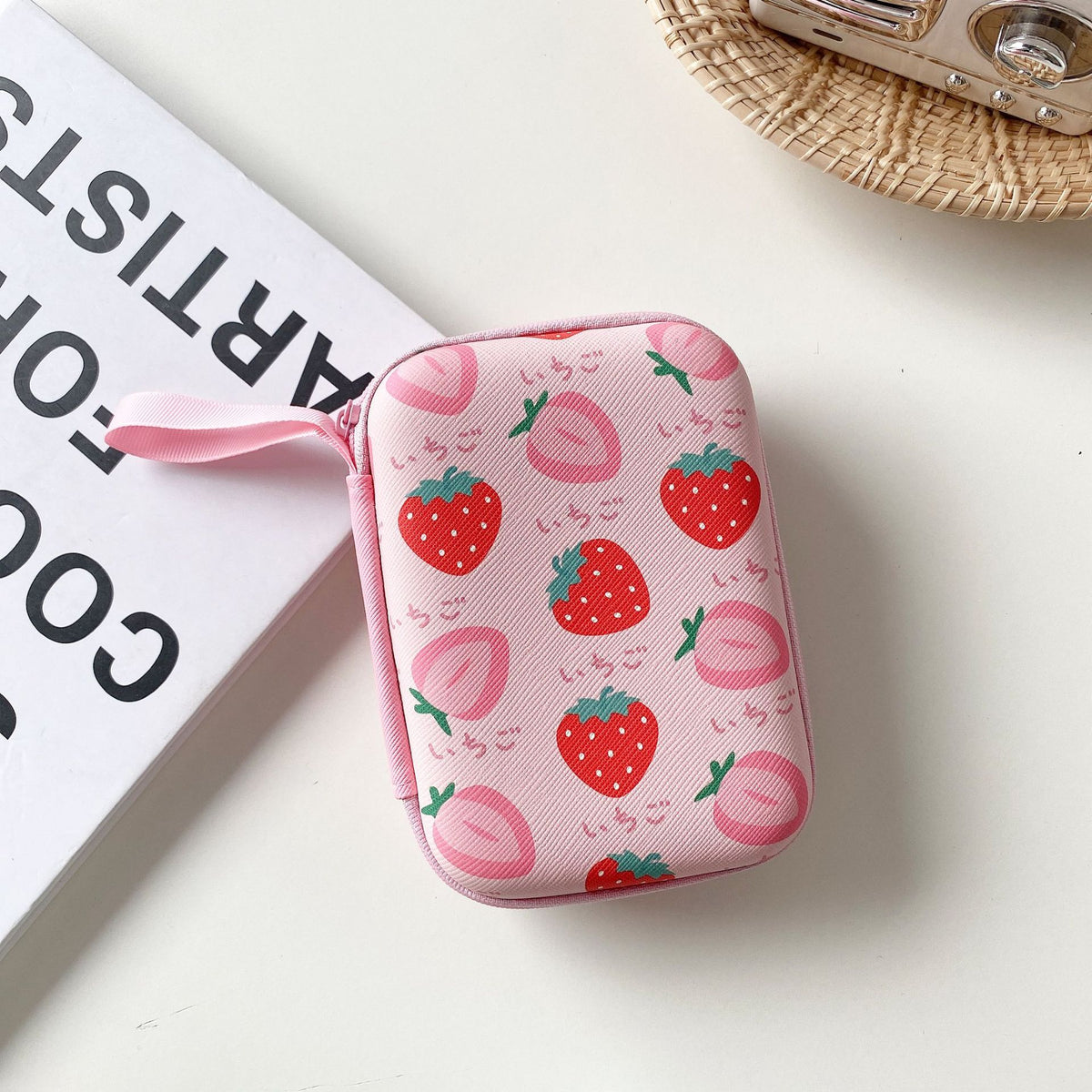 Large Cartoon Fruit Rectangle Earphone Organizer Bag - Unisex Storage Pouch