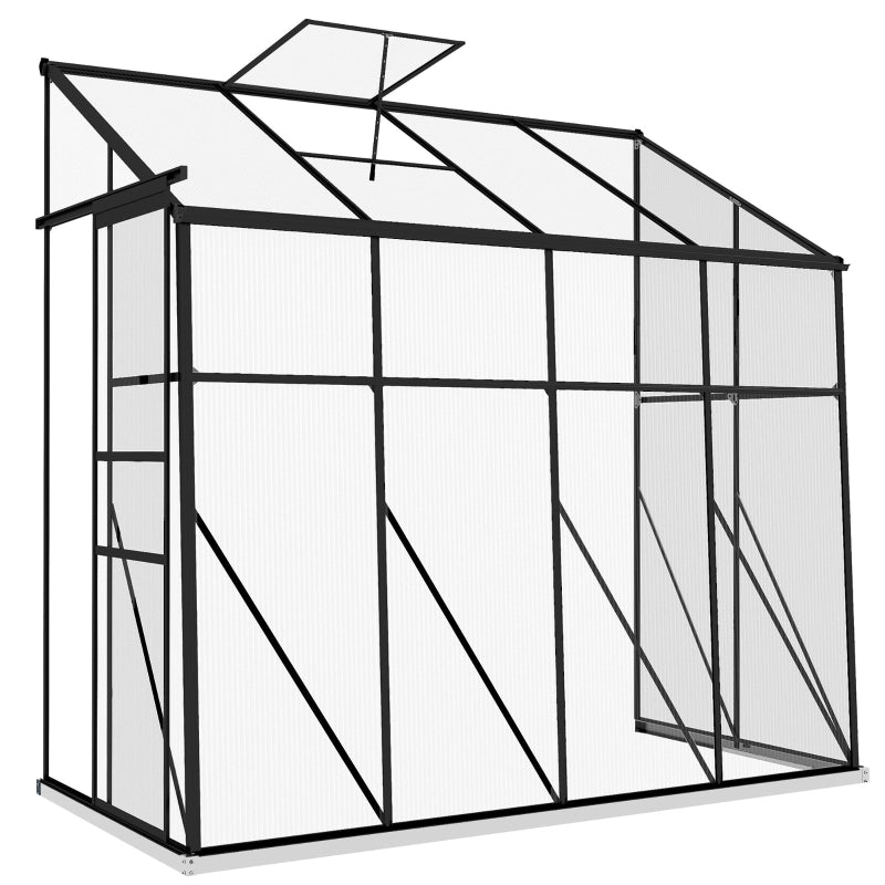 8' x 4' Lean-To Greenhouse with Polycarbonate Panels - Black