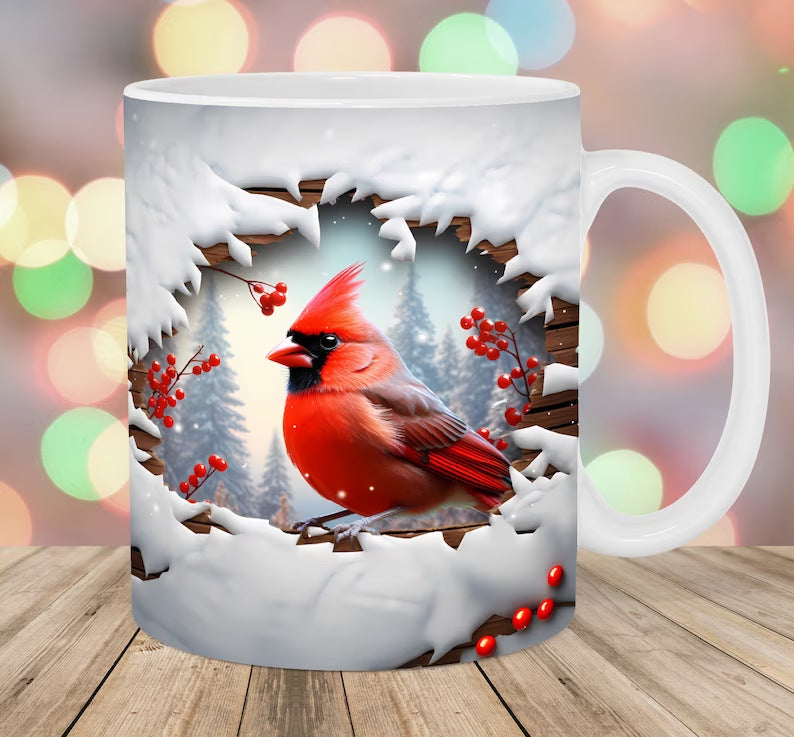 Ceramic Coffee Mug with Bird Design - 301-400ml, Modern Home Drinkware