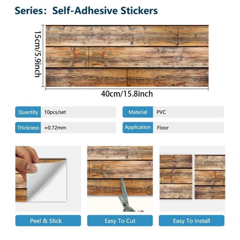 Wood Grain Waterproof Self-Adhesive Floor Stickers - 40pcs
