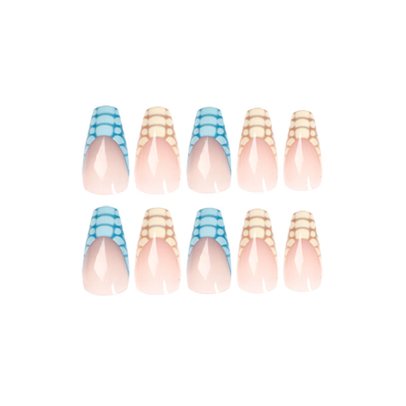 Nail Art Kit with 24 Pieces and Glue - Blue Yellow Mandarin Duck and Crocodile Pattern, Armor Design, JP1587