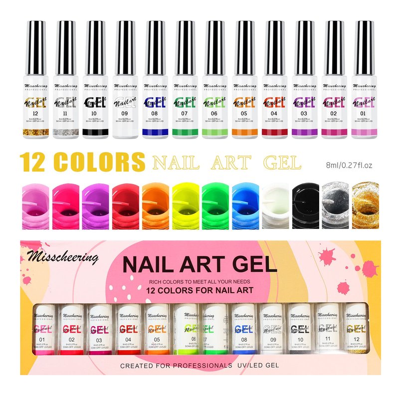 12-Color Nail Art Glue Set