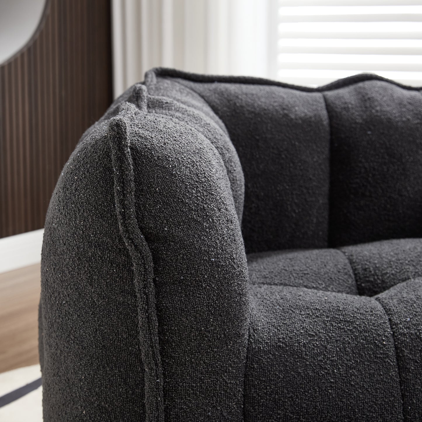 Soft Black Bean Bag Chair with High Resilient Foam for Adults