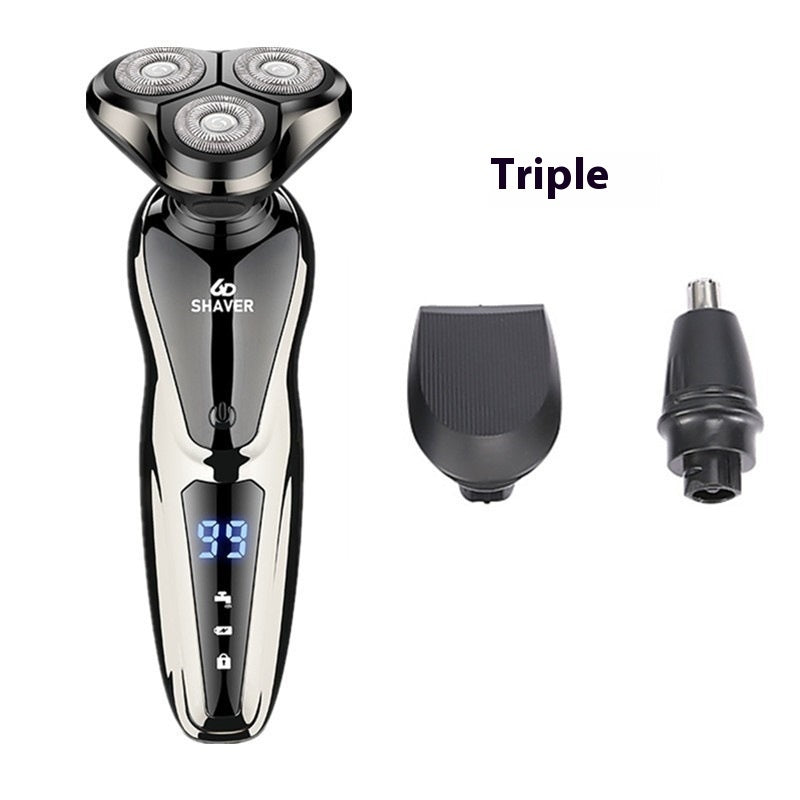 Rechargeable Electric Shaver with Digital Display and Fully Washable Head