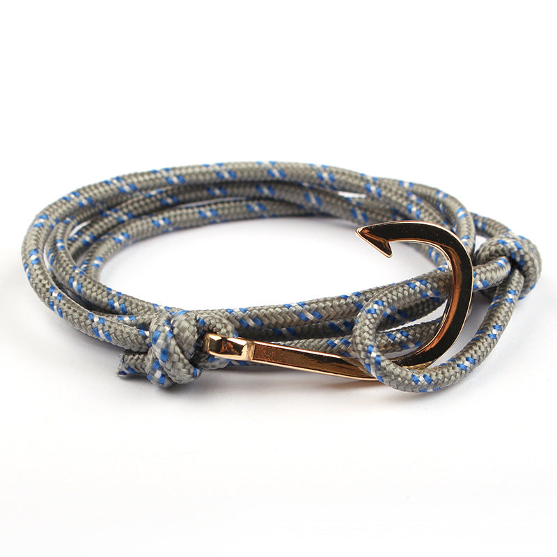 Adjustable Paracord Anchor Bracelet for Women and Men with Charm