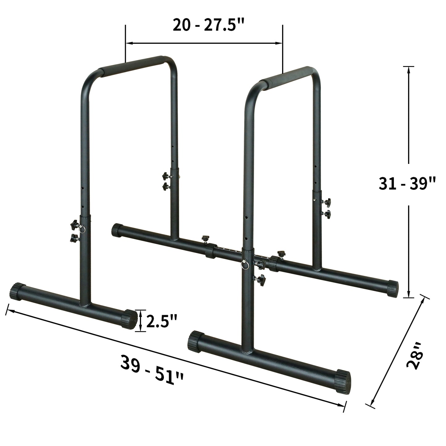 Adjustable Power Tower Dip Station with Pull Up Bar - Black