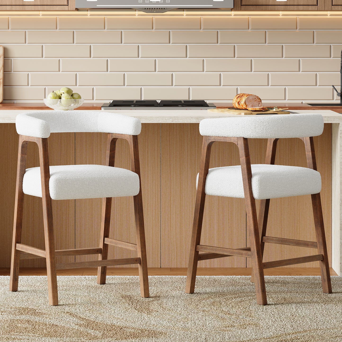 26 Seat Height Bar Stools With Back, Comfortable Counter For Kitchen