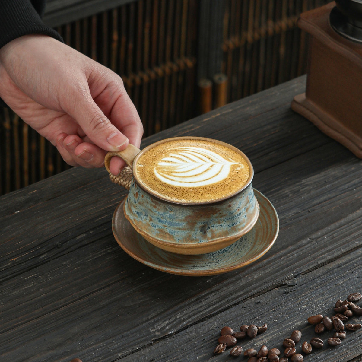 Coarse Vintage Ceramic Coffee Cup - Retro Style, 270ml