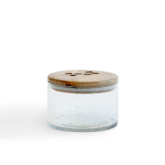 Leafy Twig Glass Jar with Wooden Lid - 700 ml Storage Container