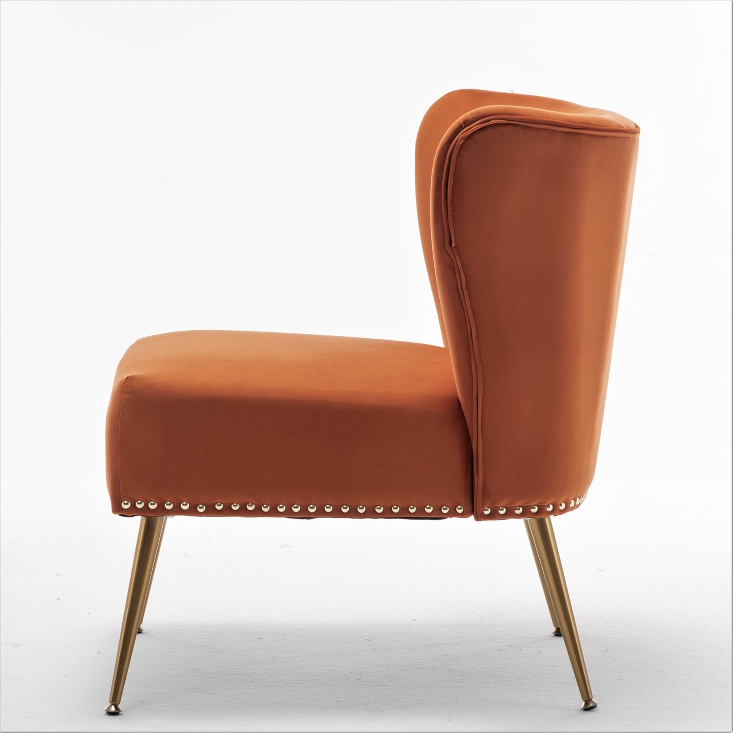 Printed Cloth Accent Chair, Armless Slipper Chair With Metal Legs,