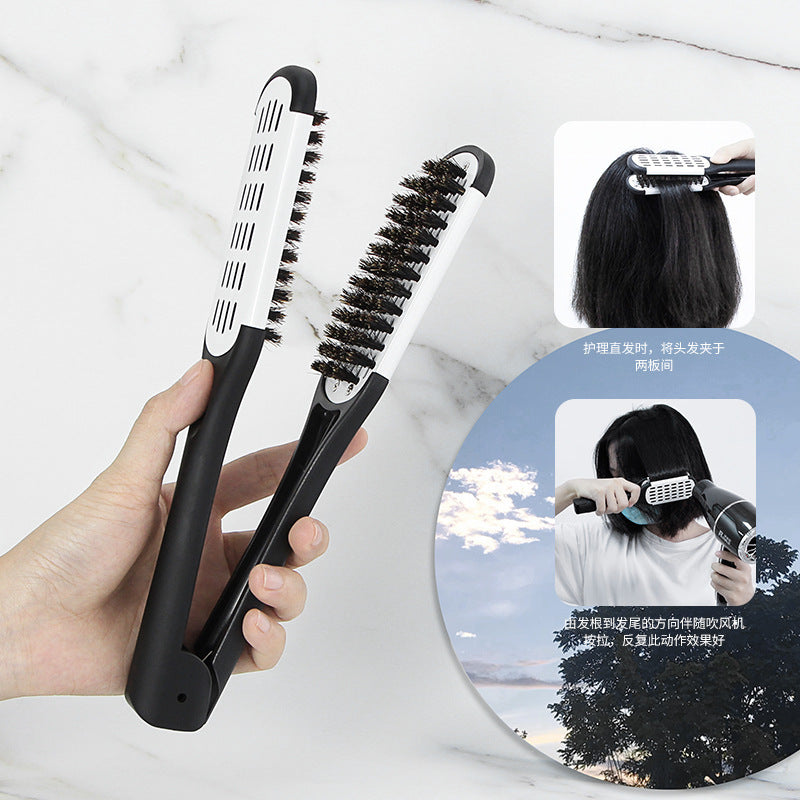 Hairdressing Clamp Comb for Hair Styling - V-Shaped Bristle Comb in Multiple Colors