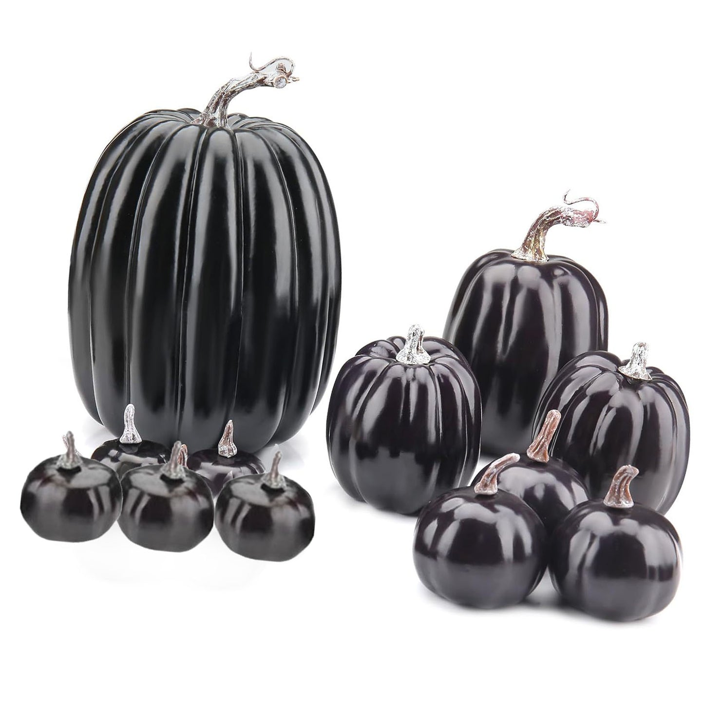 14pcs Black Foam Artificial Pumpkins for Fall Decorations