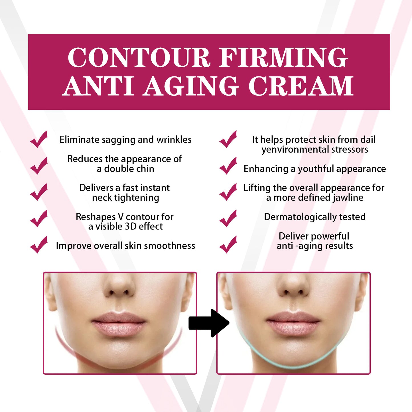 V Face Firming Contour Lifting Cream for Facial Shaping - 20g Anti-Aging