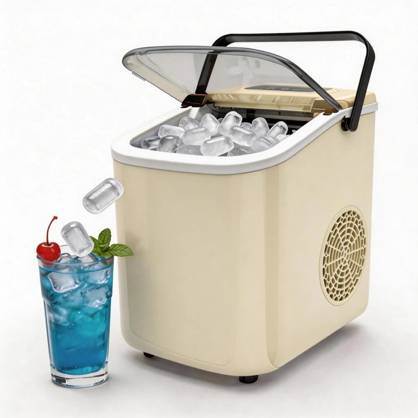 Portable Countertop Ice Maker Compact, Self-Cleaning, With Handle
