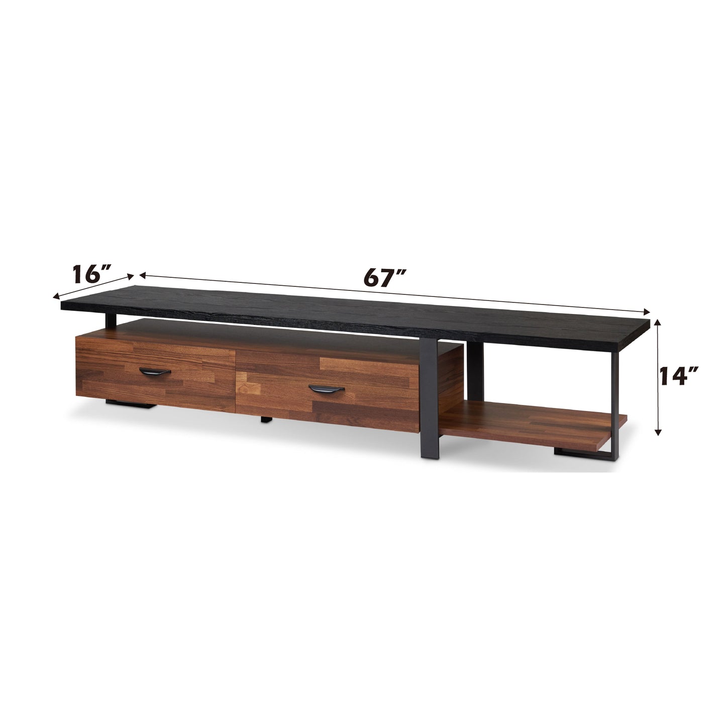 Walnut & Black Finish TV Stand for 55" Flat Screen TVs