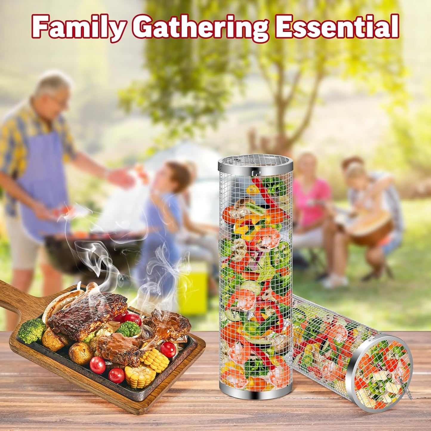 304 Stainless Steel Grill Basket Set - BBQ Accessories for Men