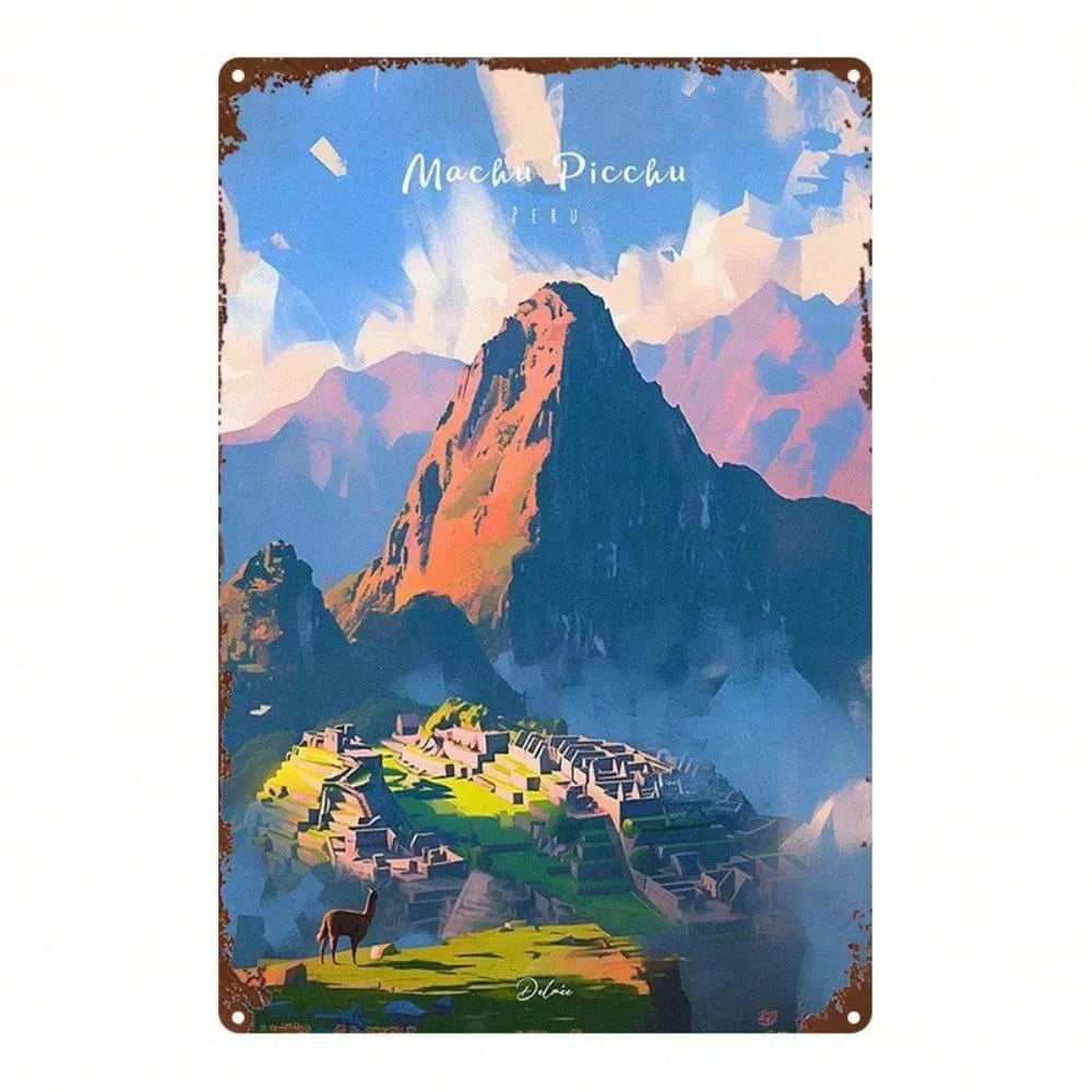 Machu Picchu Metal Sign - Vintage Peruvian Wall Art 8x12 Inch