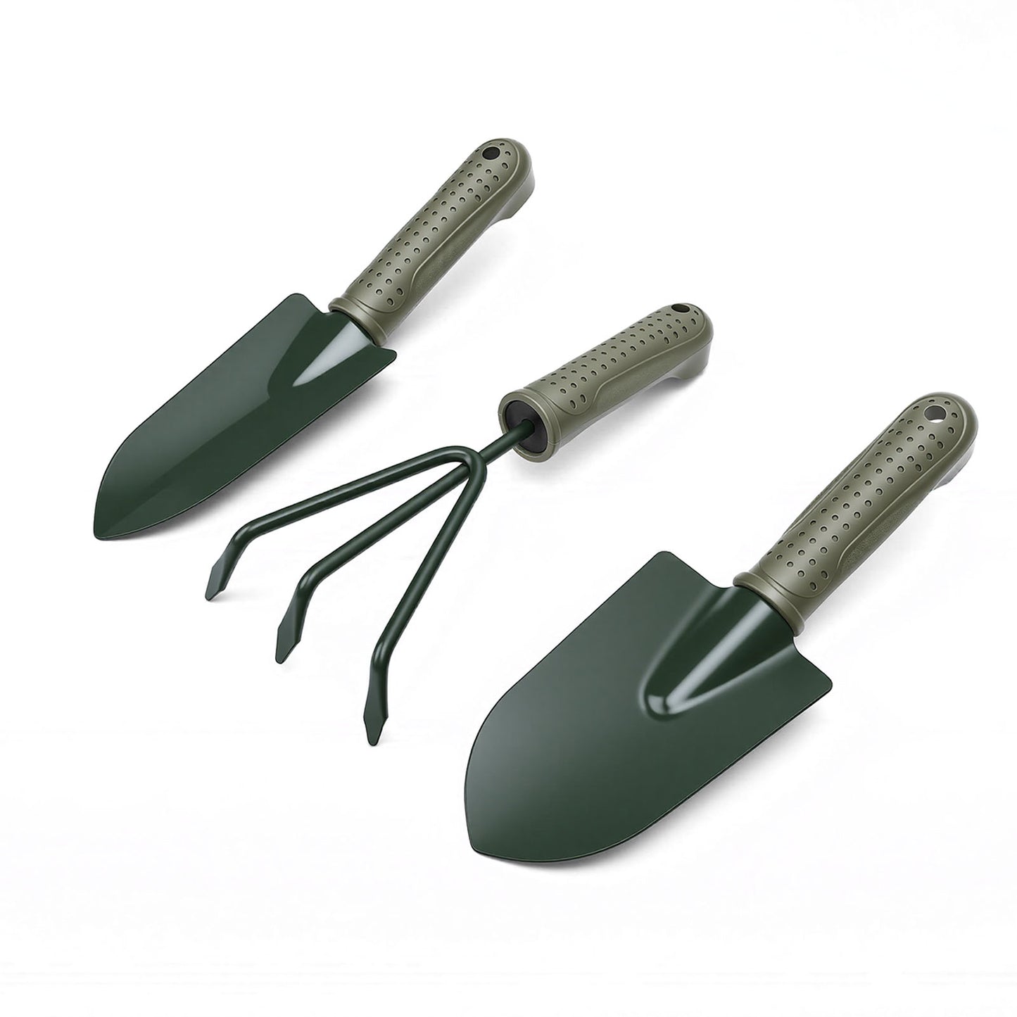 Garden Tool Set with Ergonomic Handles - Shovels, Rake & Storage Bag