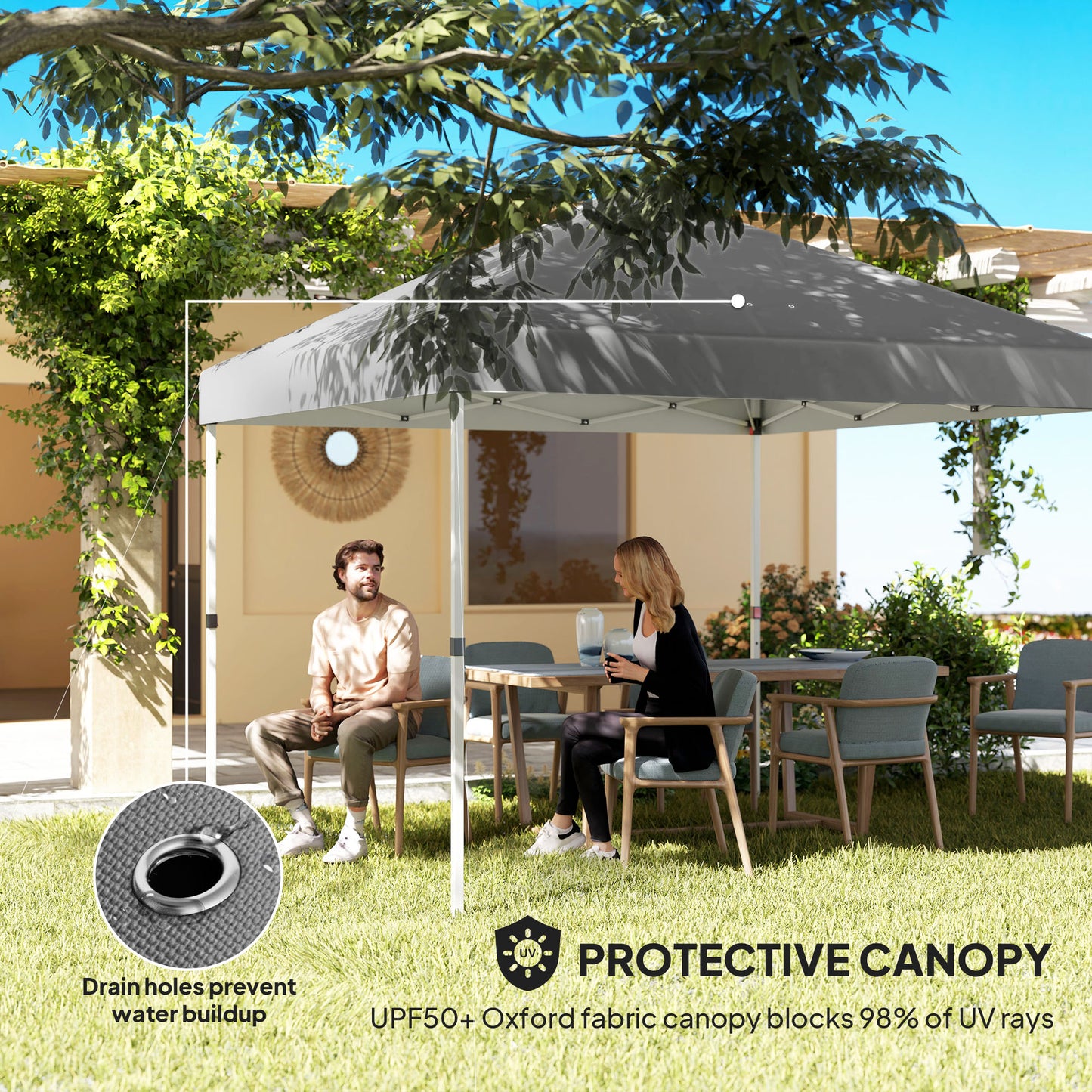 10x10 Pop Up Canopy Tent with UV50+ Sun Protection - Dark Gray