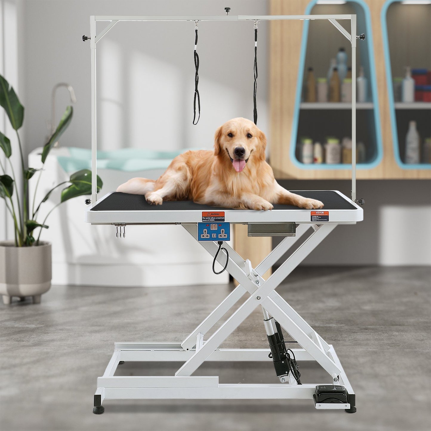 50' Heavy Duty Electric Pet Grooming Table for Large Dogs - Height Adjustable, Anti-Slip Surface, Supports 400LBS