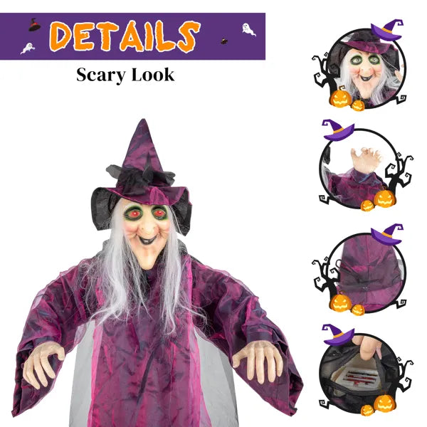 71in Life Size Hanging Witch Decoration with Sound & Light