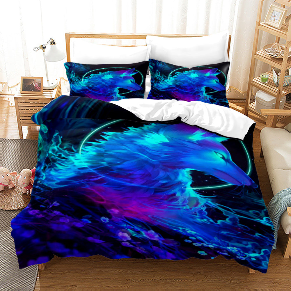 Digital Printed Wolf Bedding Set - 3-Piece Bed Linen for Home Decor