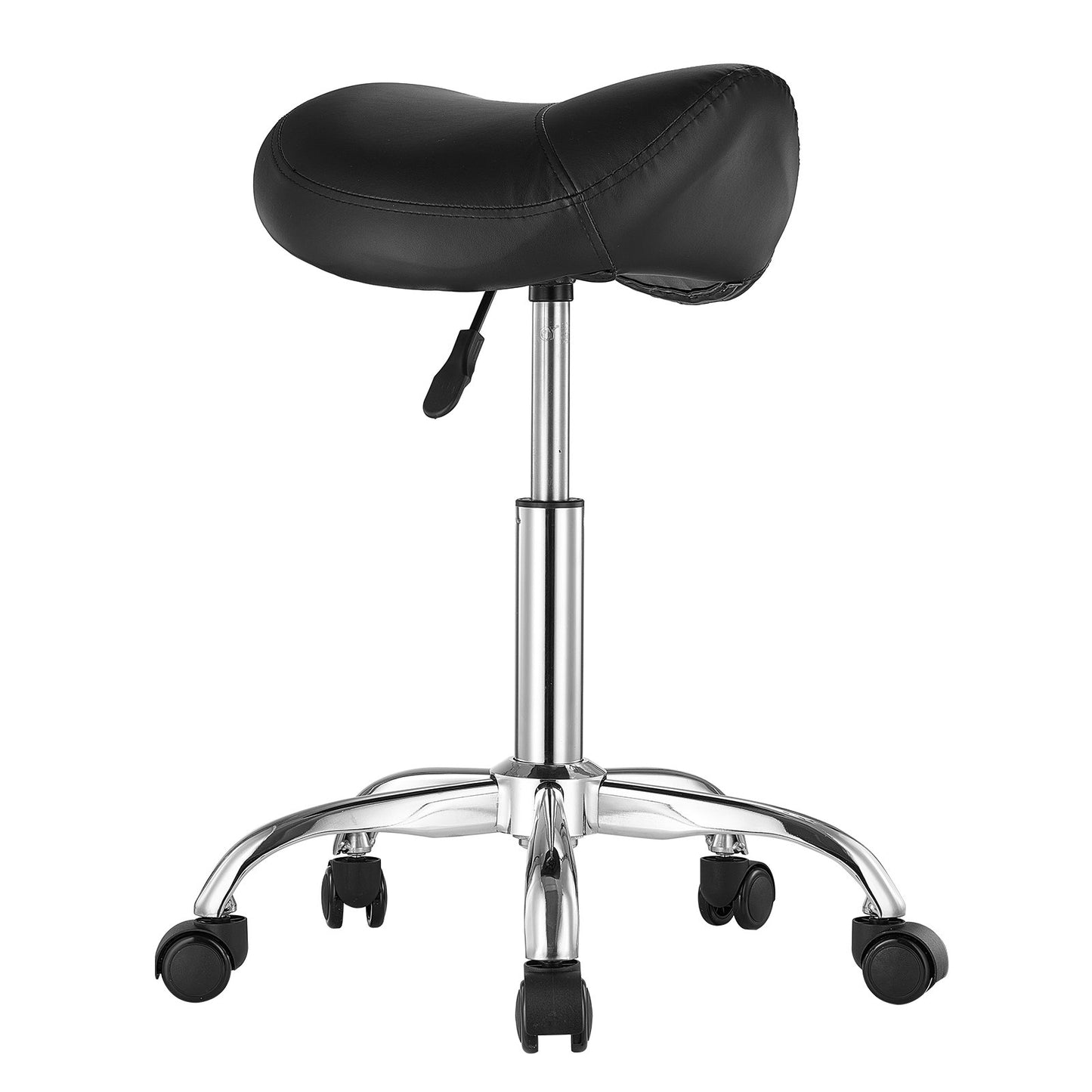 Ergonomic Saddle Stool with Wheels - Height Adjustable Black