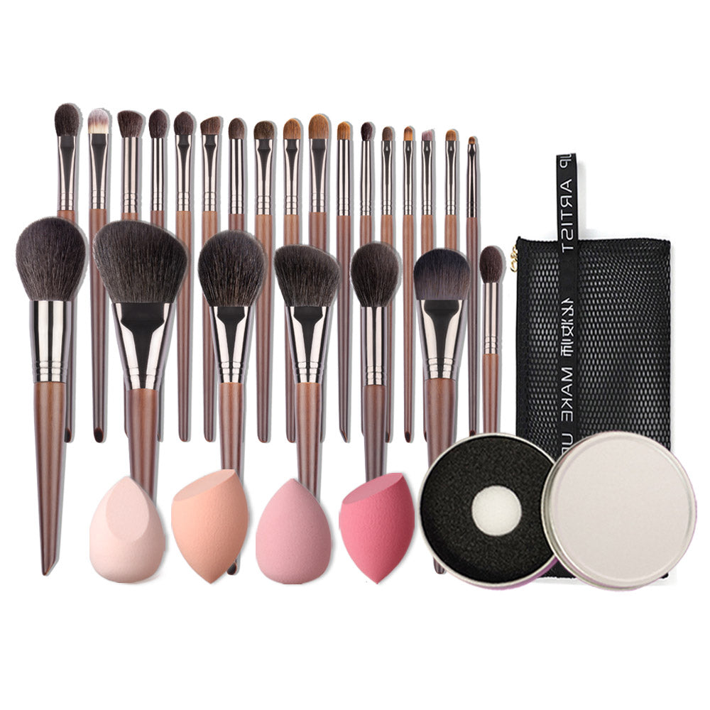Natural Makeup Brush Set with Goat Hair - 22/24 Pieces for Face & Eyes