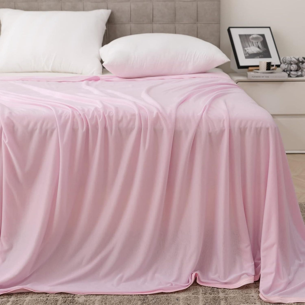 Silk Summer Quilt Nap Blanket - Light & Dark Gray, Blue Variants, Soft Bedding