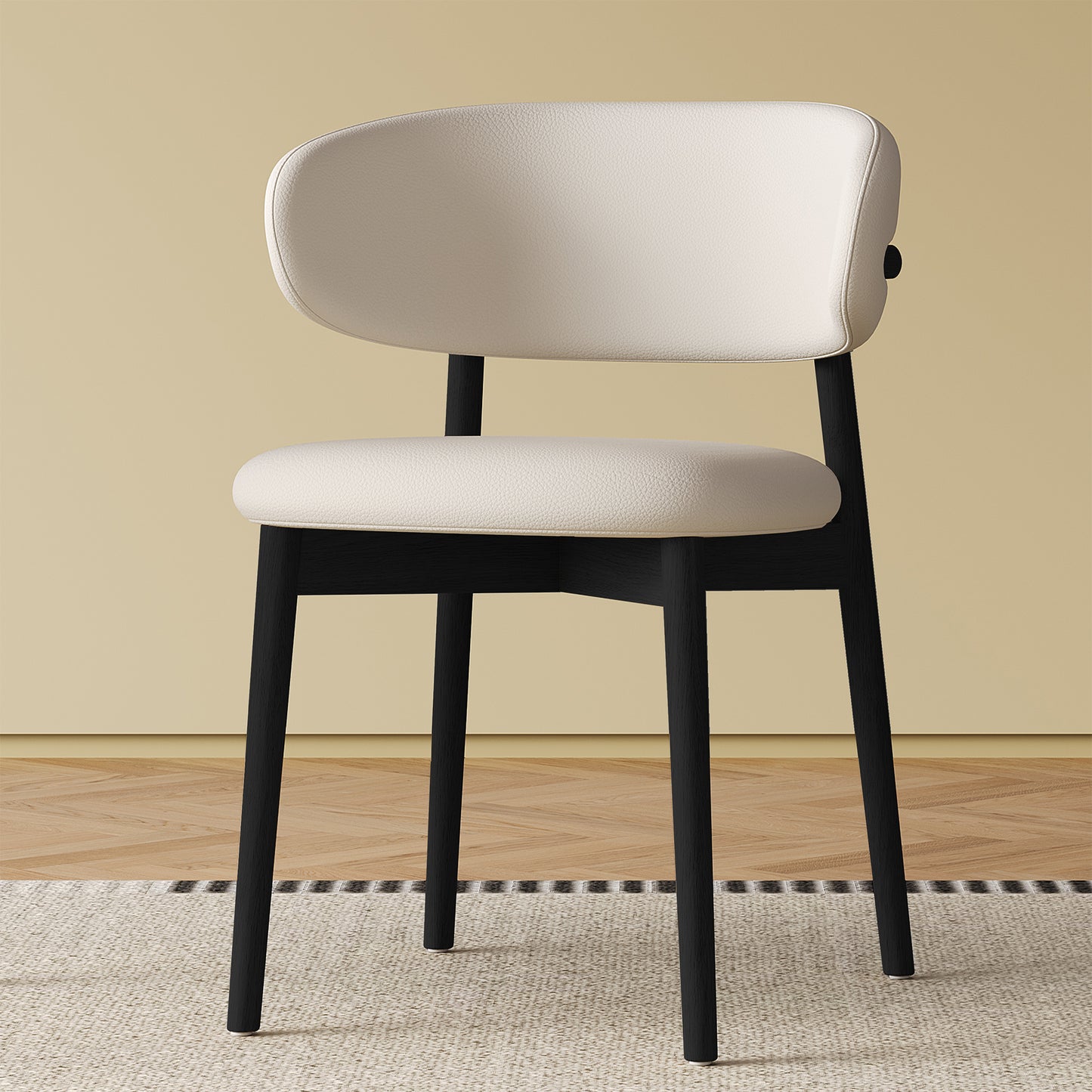 Mid-Century Modern Dining Chairs - Set of 2, Black Wood