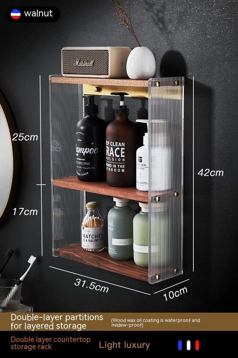 Multifunctional Bathroom Countertop Acrylic Storage Shelf - Removable & Moisture-Proof