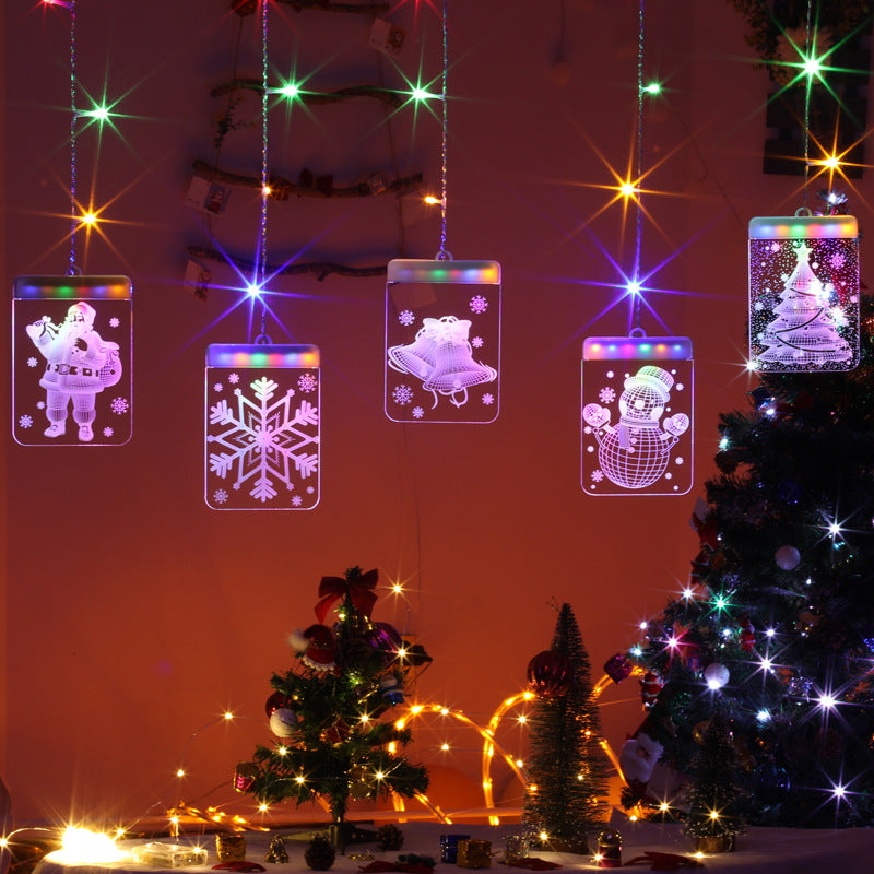 Christmas Hanging Bell and Snowflake String Lights - Festive Decor
