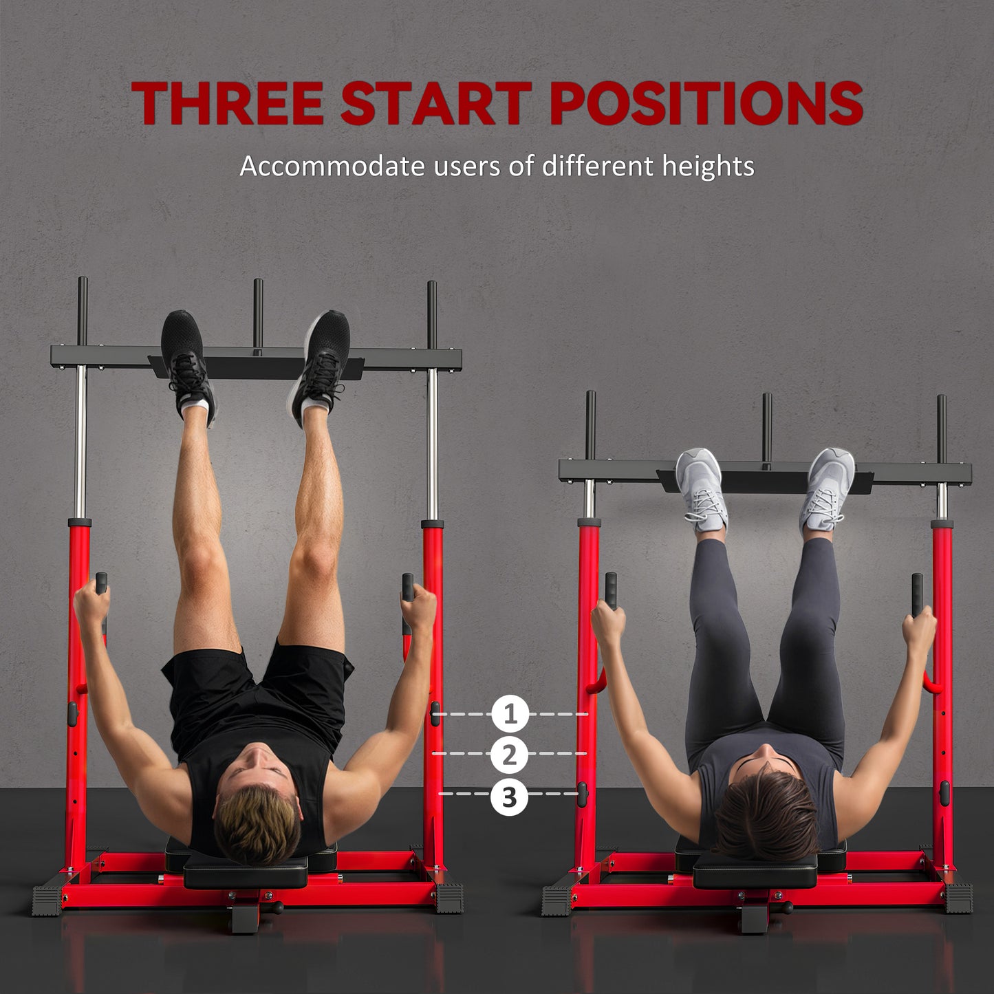 Vertical Leg Press Machine with Adjustable Positions - Red