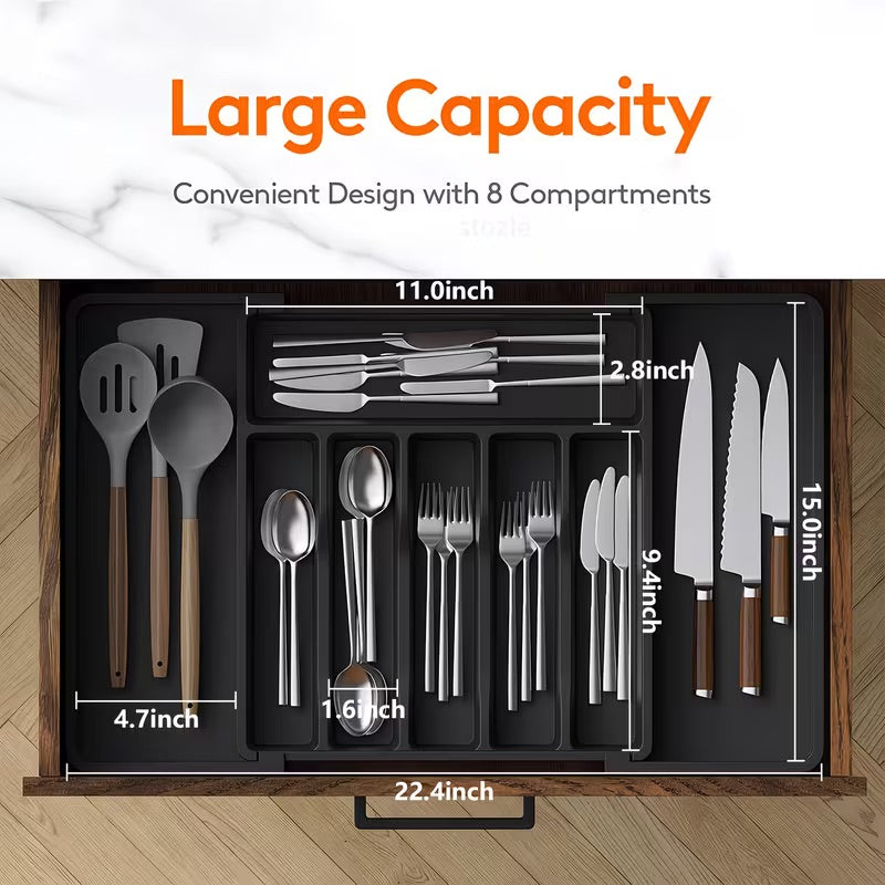 Expandable Utensil Tray - BPA Free Cutlery Organizer