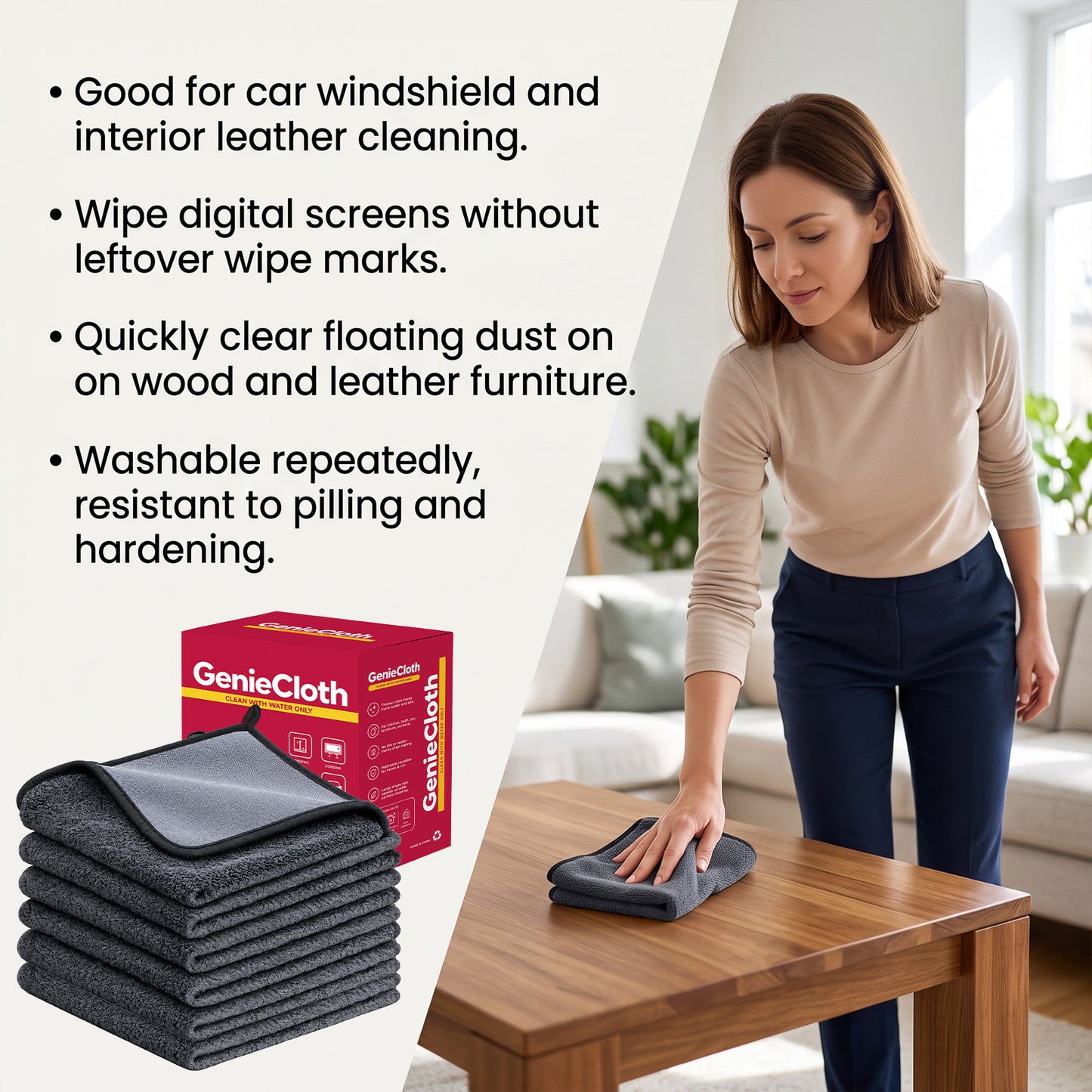 Multi-Purpose Cleaning Cloths 6 Pieces for Car, Kitchen, and Home Surfaces
