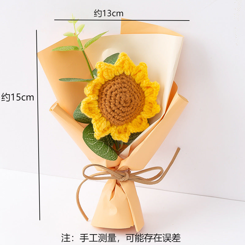 Mini Sunflower Hand-Woven Bouquet - 15x13cm Gift