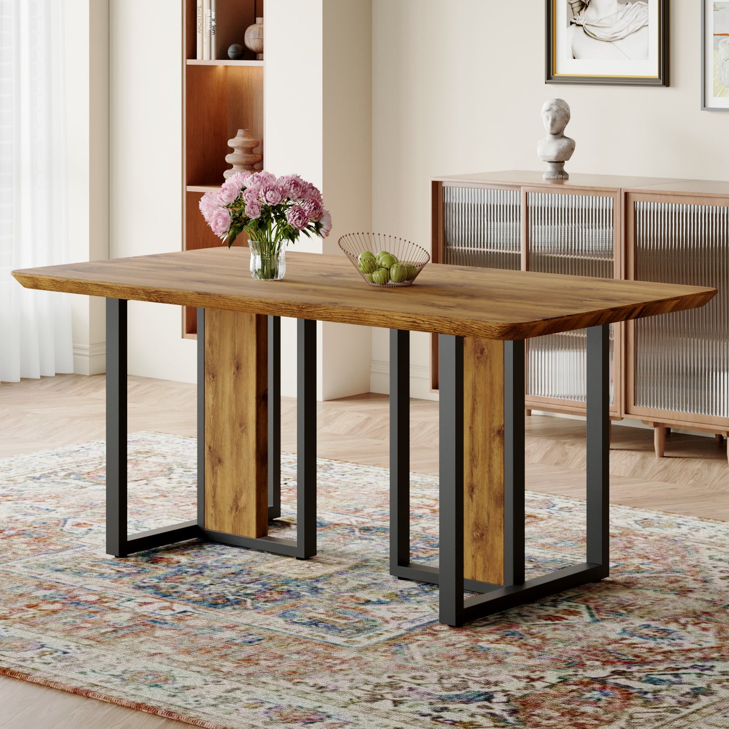Modern Minimalism And Luxurious Wood Rectangular Patterned Dining