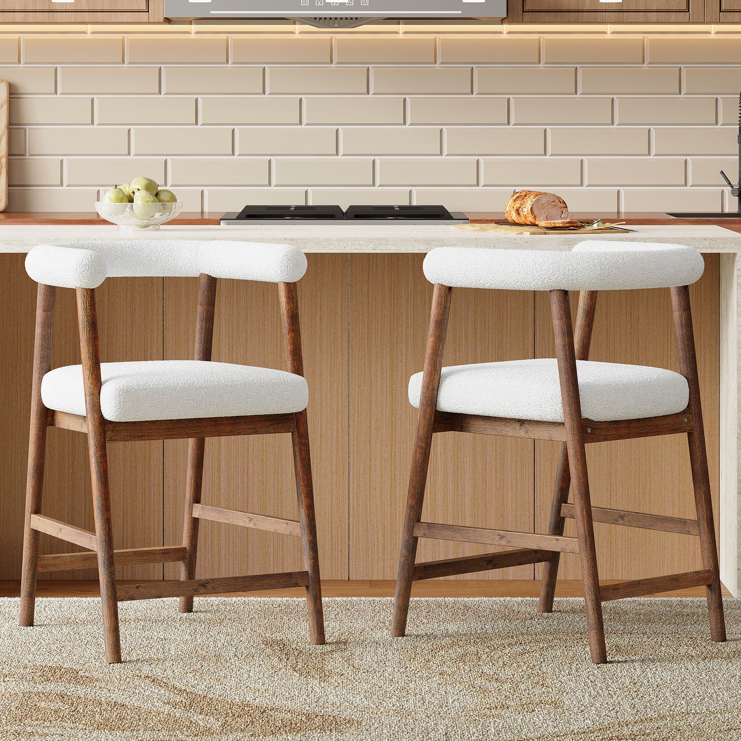 24.5 Seat Height Bar Stools With Back, Comfortable Counter For