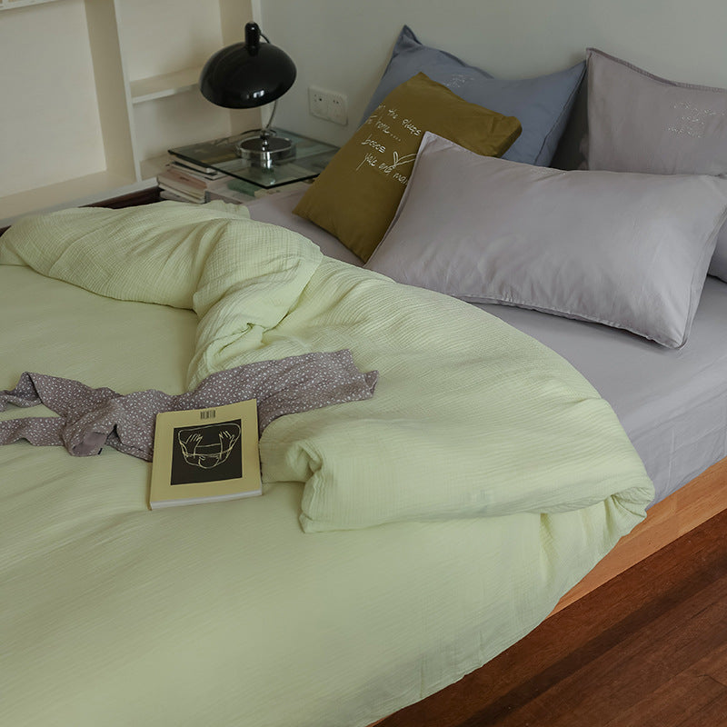 Four-Piece Double-Layer Yarn Summer Duvet Cover Bedding Set