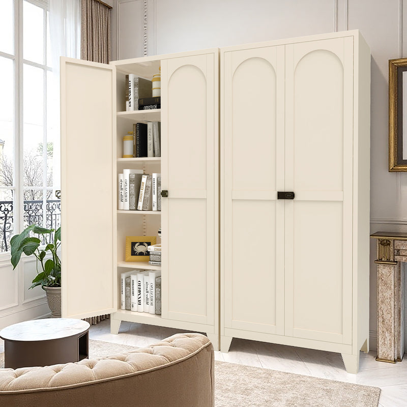 71-Inch Metal Storage Cabinet with Lock and Adjustable Shelves - Beige