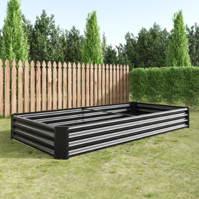 Metal Raised Garden Bed Kit 7.6x3.7ft for Vegetables, Flowers, Herbs - Black