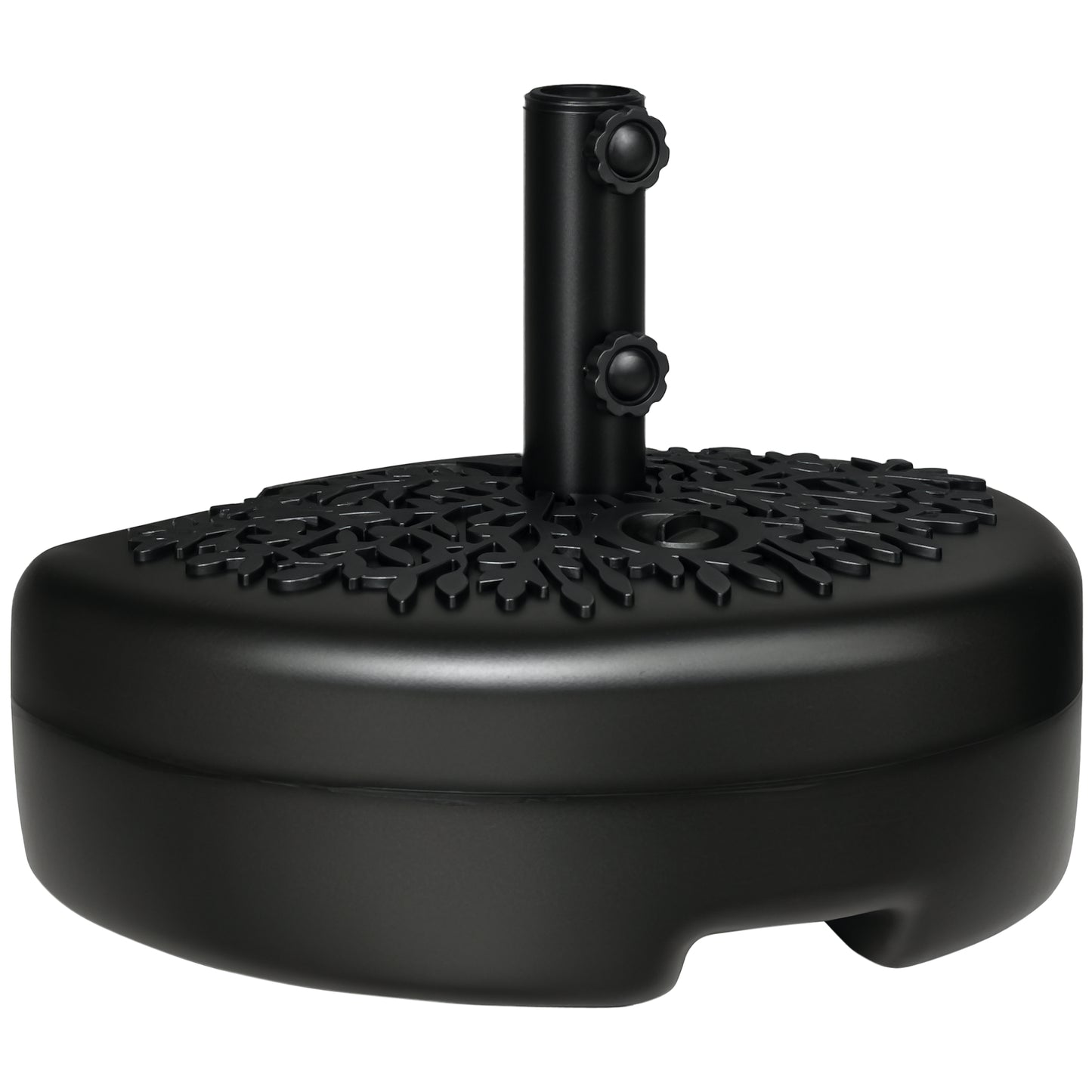Half Umbrella Base Stand - Water/Sand Filled, Fits 1.5" & 2" Poles, Black