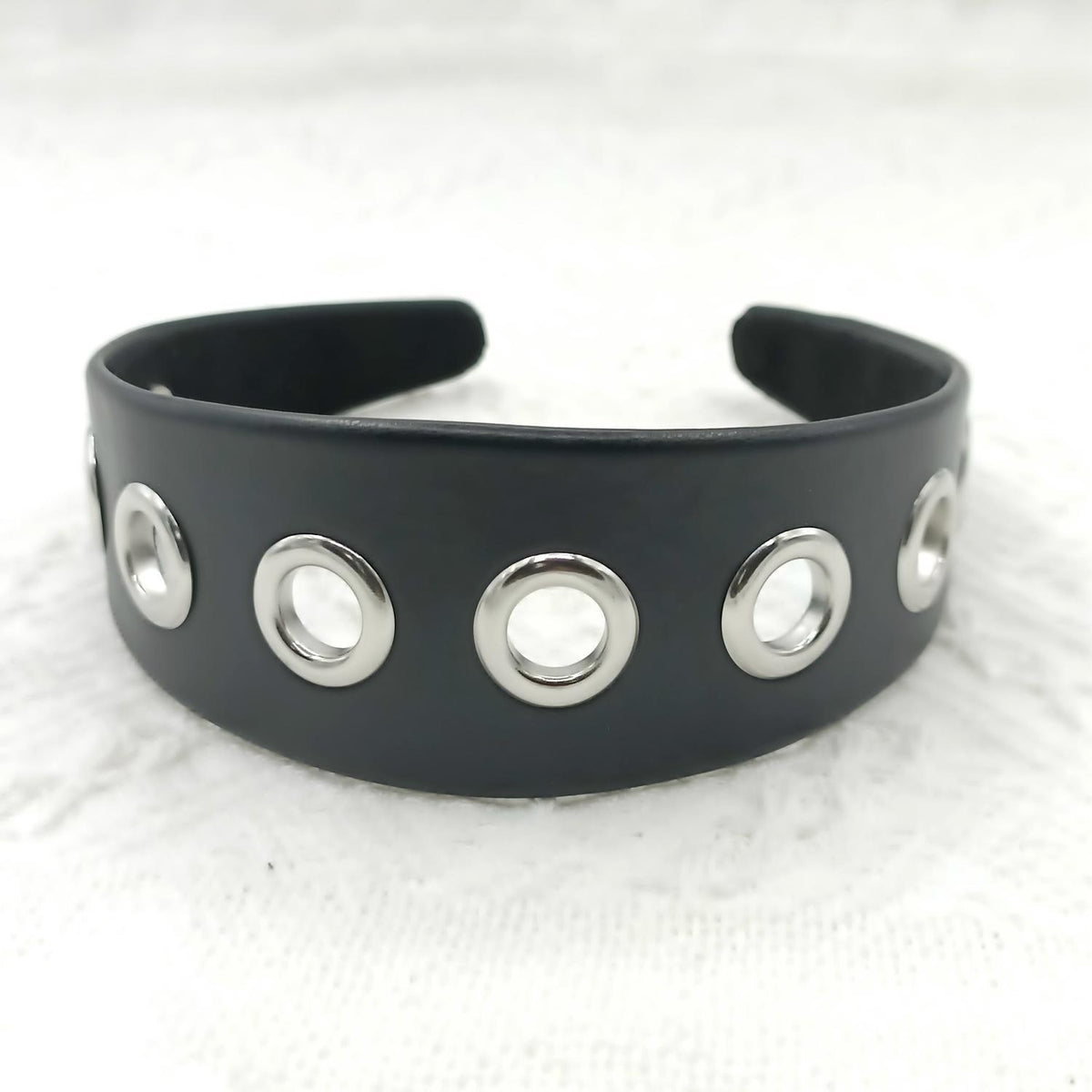 Rivet Punk Headband - Wide Style, Black