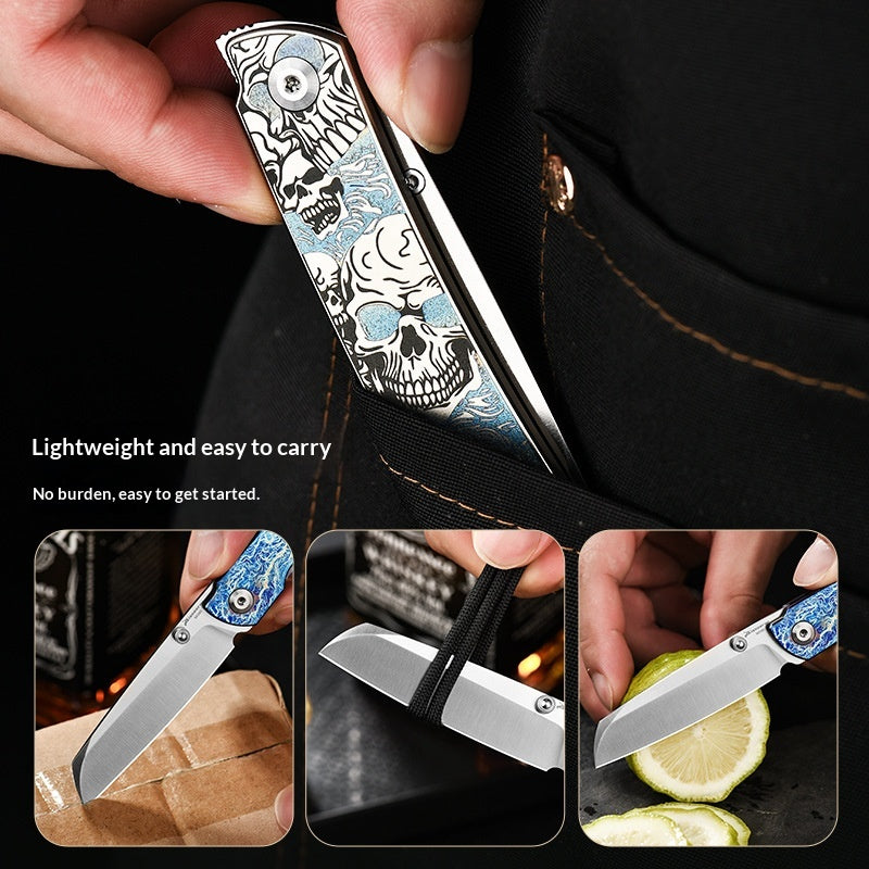 Multi-functional Folding Survival Knife with Titanium Alloy Blade - High Hardness, Portable, Outdoor Use