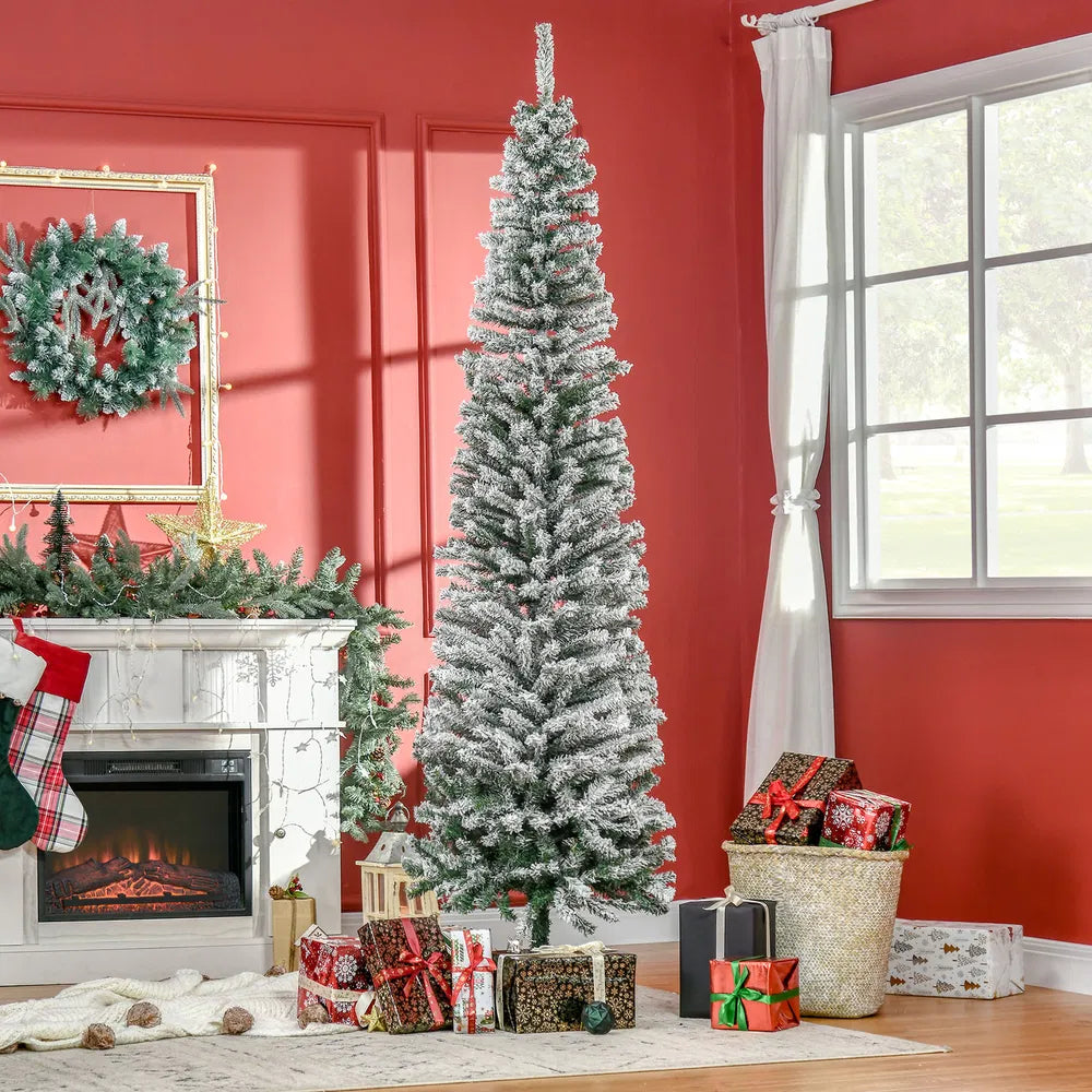 7.5-Foot Snow-Flocked Artificial Christmas Tree - Indoor Use