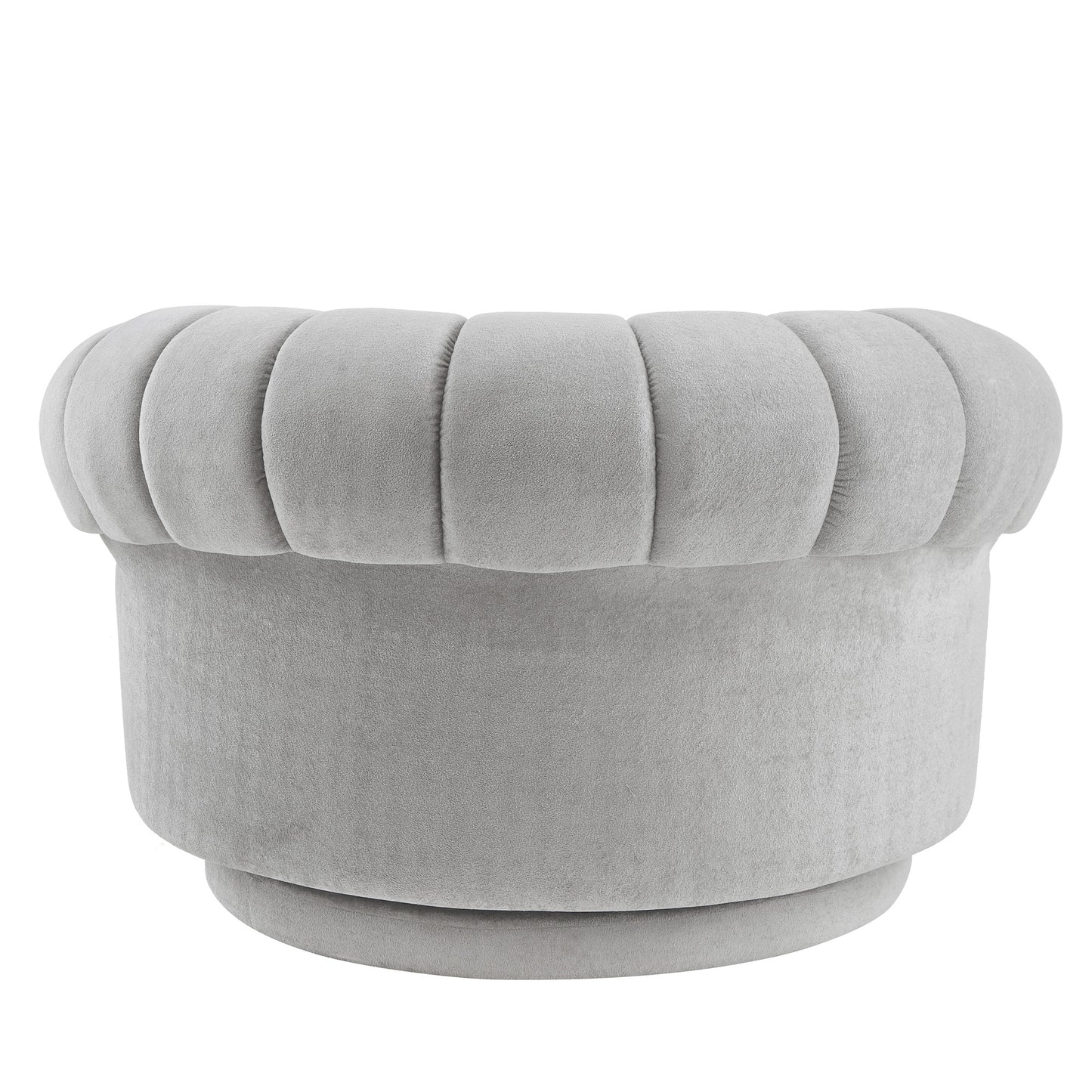 Grey 360° Swivel Accent Chair - Chenille Barrel Club Chair