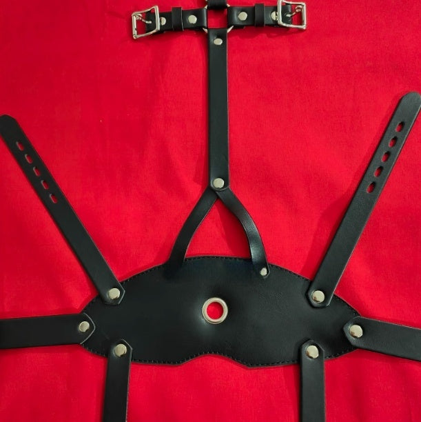 Inflatable Horse Harness Gag with Leather Ball Binding Training Toy