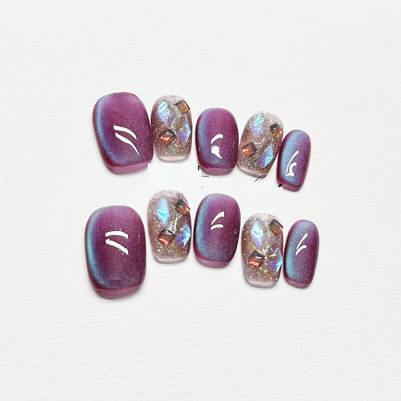 Detachable Short Square Nail Sticker Set for Nail Art - Multiple Sizes