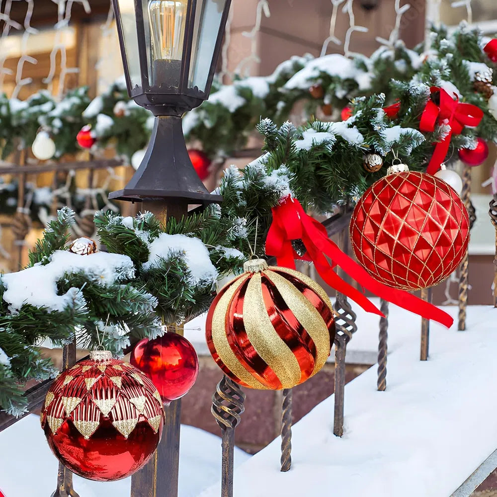 Large Christmas Ball Ornaments - 4 Pcs Shatterproof Decorations